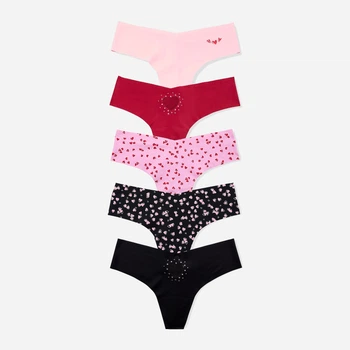 Набор трусиков танга женских Victoria's Secret 775233719 2XL 5 шт Розовый/Черный (1160639448)