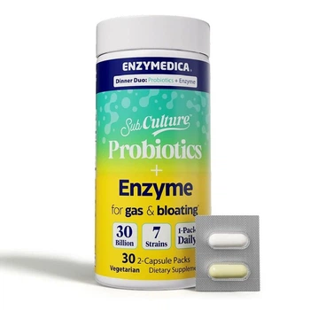 Пробиотики Enzymedica Пробиотики с ферментами от вздутия живота Probiotics and Enzyme for Gas & Bloating 30 вегетарианских капсул