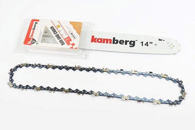 Шина и цепь для бензопилы 14" 3/8" 1,3 мм 52 звена квадратный зуб KAMBERG