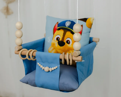 Підвісна гойдалка Щенячий патруль PAW Patrol для дітей від 6 місяців 33х33х23см навантаження до 40 кг з бавовни та дерева з подушками