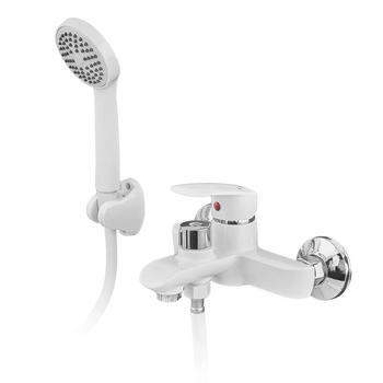 Змішувач для ванни PLAMIX RODRI-009 EURO SET WHITE (з шлангом, лійкою та кронштейном) (PM0740)
