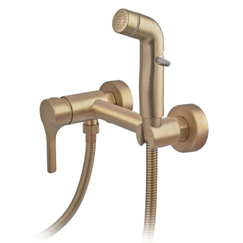 Змішувач настінний з гігієнічним душем ZERIX REX-222 BRUSHED GOLD з нерж. сталі (Колір матове золото) (ZX6122)