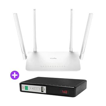 Комплект безперебійного зв’язку: WiFi 5 Mesh-маршрутизатор Cudy WR1300 + Mini UPS SKE POE-432N 8800mAh 5V/9V/12V/15V/24V/PoE, Li-ion 4*2.2Ah (73-00513-42-00241)