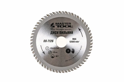 Диск пильный для дерева MASTERTOOL с твердосплавными напайками 125×22.2×60T 08-7126
