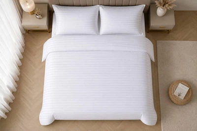 Комплект постельного белья "Stripes White x50" двуспальный 180х220 см полисатин