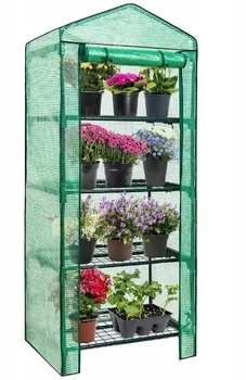 Мини теплица, парник с полками для балкона или террасы Avko Garden AGH1404 Зеленая, 160х69х49 см, 4 полки, металлический каркас, двери на молниях