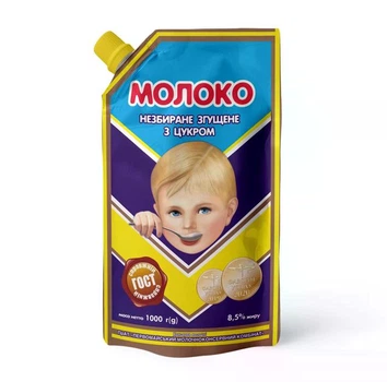Молоко незбиране згущене з цукром (ДСТУ) дой-пак 1000г