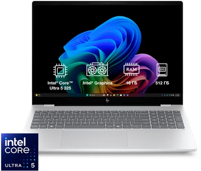 Ноутбук HP OmniBook 7 Laptop Next Gen AI 16-bh0008ua (DM8S1EA) Glacier Silver / 16" IPS WUXGA / Intel Core Ultra 5 325 / RAM 16 ГБ / SSD 512 ГБ / Windows 11 Home / Підсвітка клавіатури / Зарядка по USB