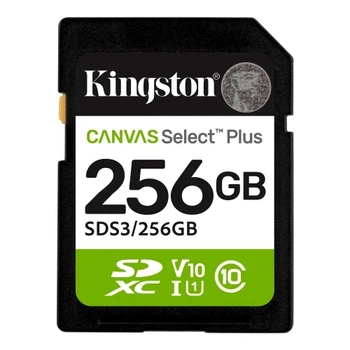 Карта пам'яті SDXC, 256Gb, Canvas Select Plus, Class10 UHS-I U1 V10 Kingston (teh0028486)