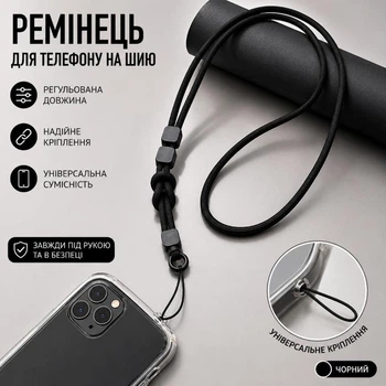 Ремешок для телефона на запястье / регулируемый страховочный шнурок для смартфона / универсальный держатель для телефона / аксессуар против падения телефона, черный (142029386)