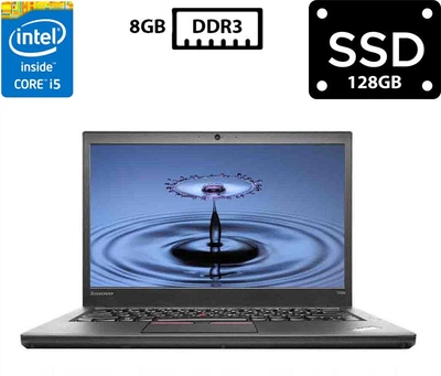 Ноутбук Lenovo ThinkPad T450 14" TN 1600x900 Core i5-5300U 2.30GHz 8GB DDR3 SSD 128GB HD Graphics 5500 Камера (LT450R8S128A) Б/У