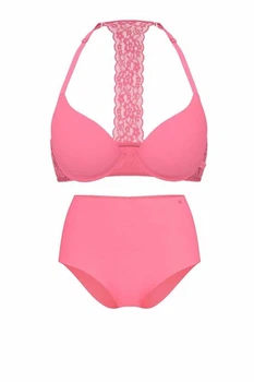 Комплект белья: бюстгальтер push-up и трусики-шортики Victoria's Secret 80A/M Розовый (151355)