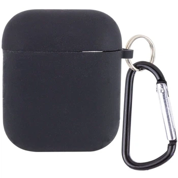 Силиконовый чехол для наушников AirPods 1/2 эластичный черный микрофибра