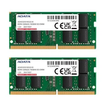 Комплект оперативной памяти для ноутбука ADATA 32GB (2x16GB) DDR4 2666MHz SO-DIMM (AD4S266616G19-BGN)