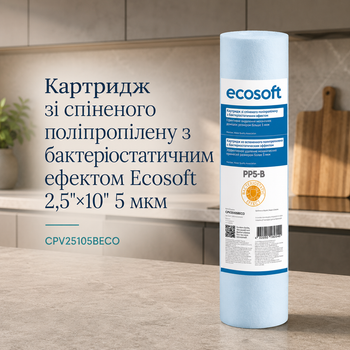 Бактеріостатичний картридж зі спіненого поліпропілену Ecosoft Slim 10 5 мкм