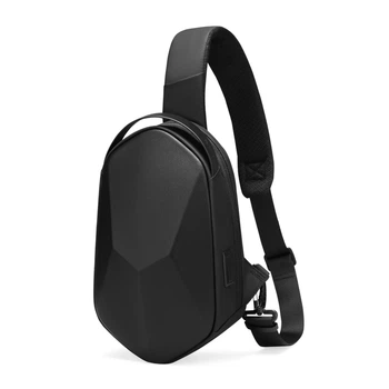 Рюкзак с одной лямкой Mark Ryden MR7507 с USB-портом и жесткой лицевой панелью (Черный)