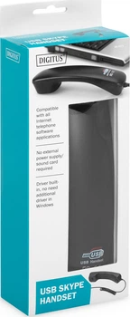 USB-телефонна трубка Digitus для IP-телефонії, USB-A, RJ10, кабель 1.8 м (DA-70772)