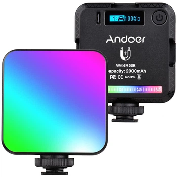 Заповнююче накамерне студійне відео світло Andoer W64RGB Mini RGB світлодіодна LED лампа для фото і відео на штатив 6W