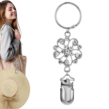 Тримач для капелюха на сумку та рюкзак Flower Clip, металева кліпса-брелок Античне срібло