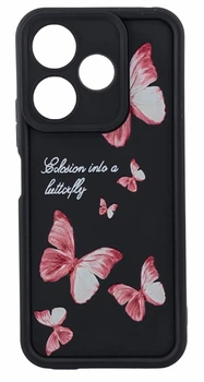 Чехол Shock Case Print для Xiaomi Redmi 13x бампер силиконовый черный с рисунком Бабочки