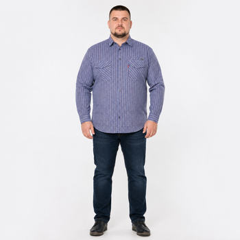 Рубашка Gold Golf Man мужская в клетку с длинным рукавом прямого кроя,10XL, Синий с красным