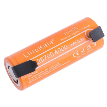 Аккумулятор 26700 LiitoKala Lii-40E-N 3.2V 4000mAh LiFePo4 30A высокоточный с контактами
