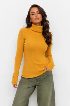 Гольф жіночий однотонний гірчичного кольору Fashion розмір 46-48 (217253)