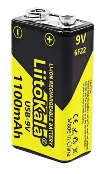 Аккумулятор Крона LiitoKala USB-9V 1100mAh 9В Li-ion зарядка от USB Type-C