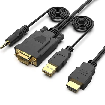 Кабель HDMI на VGA с аудио 3.5 мм и питанием USB Stone переходник адаптер (ST-HDVGA3.5USB-1.8M)