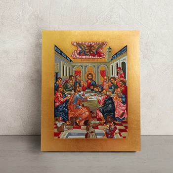 Писаная греческая икона Тайная Вечеря 15×19 см