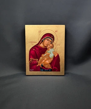 Писана ікона Божої Матері Глікофілуса (Солодке Лобзання) 9×11,5 см