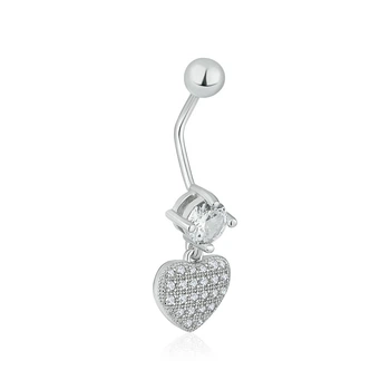 Срібна сережка для пірсингу «Heart Pavé»