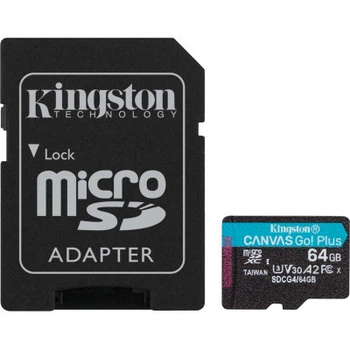 Карта памяти Kingston 64GB microSDXC сlass 10 UHS-I U3 V30 A2 Canvas Go Plus G4