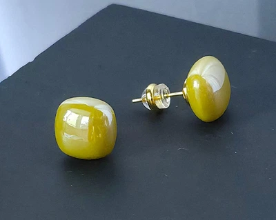 Жіночі сережки "Квадратики" 1.2 см jewelry Горчичні