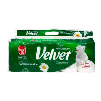 Туалетний папір "Camomile&Aloe" 10 рулонів, 3 шари, 200 відривів Velvet