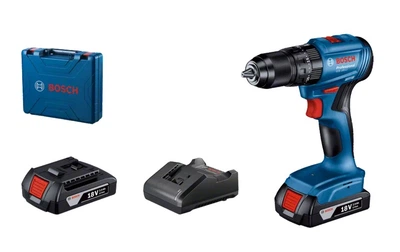Аккумуляторный дрель-шуруповерт Bosch GSB 185-LI (2x18В, 13 мм, 50 Нм, 2 Ач) ударный + 2АКБ зарядное устройство кейс (25614)