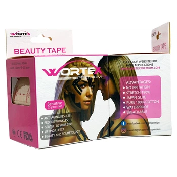 Кинезио тейп Wortex Premium BEAUTY для лица и чувствительной кожи 5 см × 5 м, бежевый
