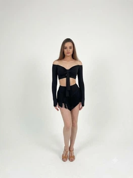 Топ для танців з відкритими плечима чорний Ritmo Black розмір L