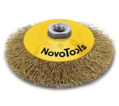 Конусна дротяна щітка NovoTools (100 мм, М14) з гофрованим дротом (22139)