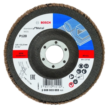 Пелюстковий шліфувальний диск Bosch (125 мм, P120, 22.23 мм) Standard For Metal випуклий круг (20952)