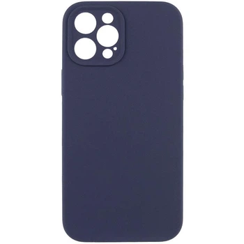 Силіконовий чохол Silicone Silk Full Camera Protective (AA) No Logo для iPhone 12 Pro (Айфон 12 про), матова накладка Soft Touch з повним захистом камери, корпусу, м'якою підкладкою з мікрофібри Midnight blue