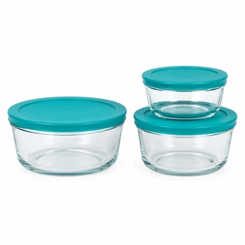 Набор стеклянных мисок с крышками Glass Bowl 3 шт 0.6 л, 1.0 л, 1.5 л (26006 G)