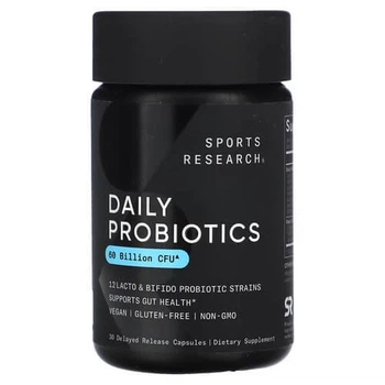 Пробіотики з пребіотиками 60 млрд КУО Sports Research (Daily Probiotics with Prebiotics) 30 капсул із повільним вивільненням (SRE-09009)