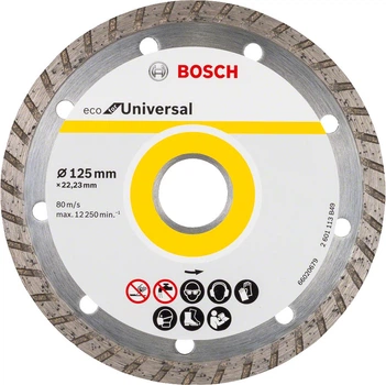 Алмазный диск ECO Universal Bosch (125х22.23 мм) круг отрезной турбо по бетону (21701)