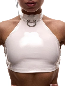 Топ з латексу Peach Power Choker для танців S білий