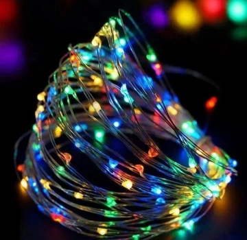 Светодиодная гирлянда LED 10 метров, 100 диодов на батарейках, мультиколор
