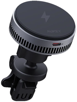 Автотримач для телефону Aukey HD-MC13A із зарядним пристроєм 15W QI2 (689323789788)