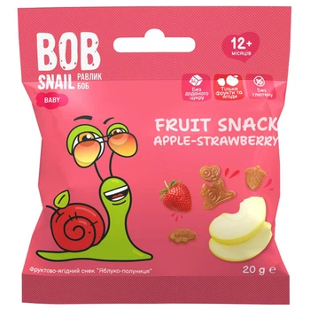 Фруктовий снек Bob Snail Яблуко-Полуниця 20 г (4820219347866)