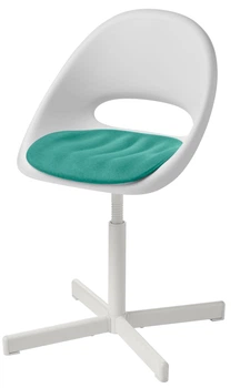 Дитячий стільчик з подушкою, білий/бірюзовий IKEA LOBERGET / SIBBEN 395.013.17