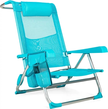 Krzesło plażowe Outtec 2w1 z funkcją leżaka Sun Flex Turkusowe 186214 (5905884421765)